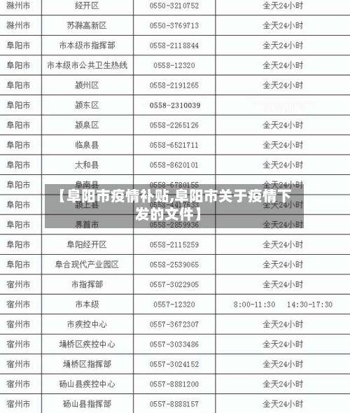 【阜阳市疫情补贴,阜阳市关于疫情下发的文件】